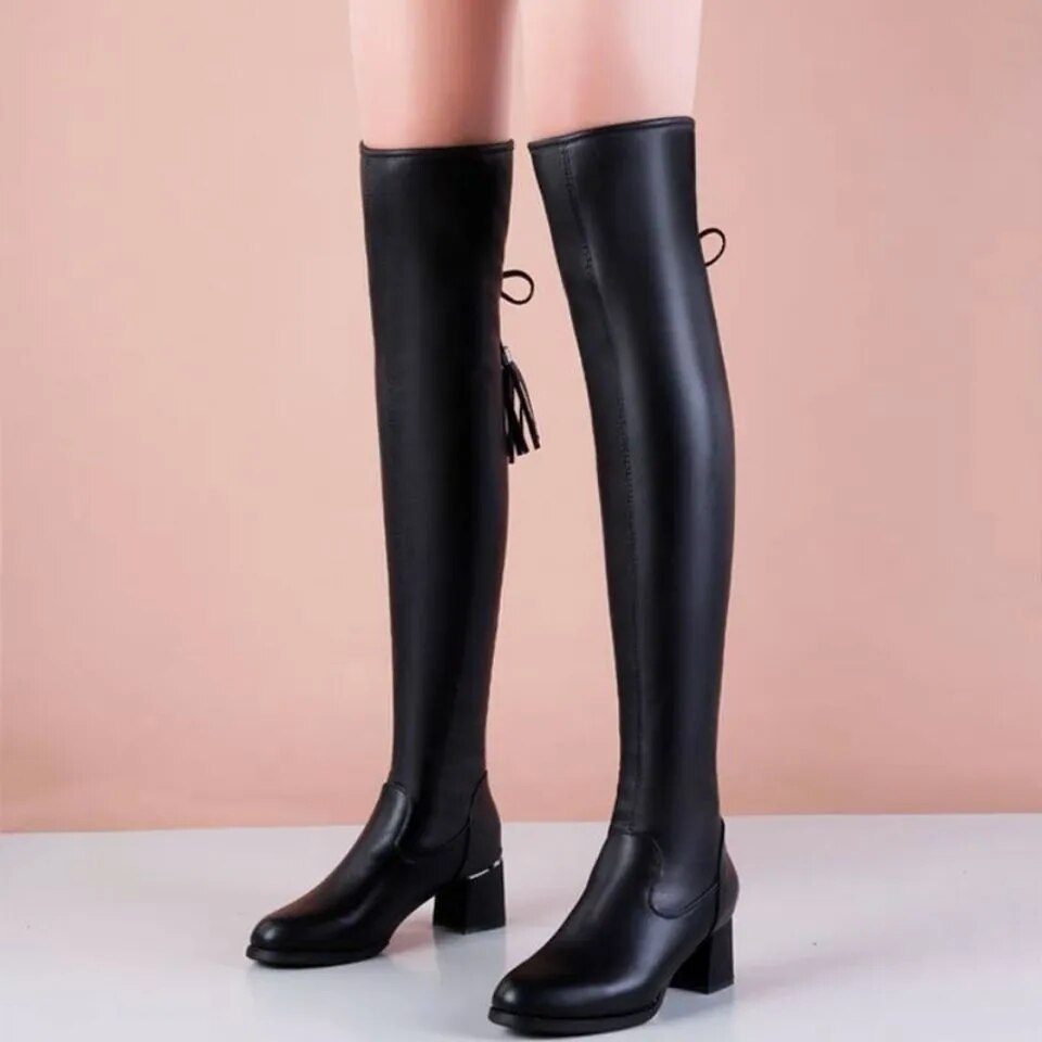 Stylish Leather Elastic Boots [NEW]